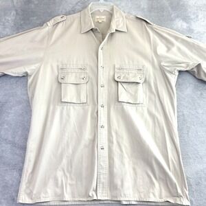 Mountain Tek Mens XL Khaki Long Sleeve Utility Safari Shirt Pockets‎ Outdoors
